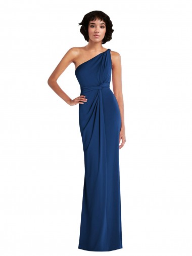Outlet Grecian Inspired One Shoulder Twist Draped Maxi Spandex Prom Dress
