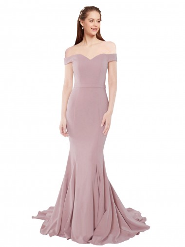 Outlet Off the Shoulder Mermaid Long Sweep Train Prom Dress