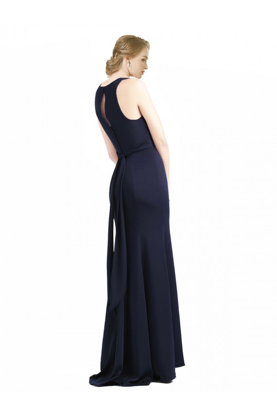 Outlet High Neck Sheath Long Crepe Prom Dress