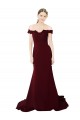 Outlet Full Length Off the Shoulder Formal Crepe Prom Dress with Lace On Bodice and Back