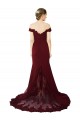 Outlet Full Length Off the Shoulder Formal Crepe Prom Dress with Lace On Bodice and Back