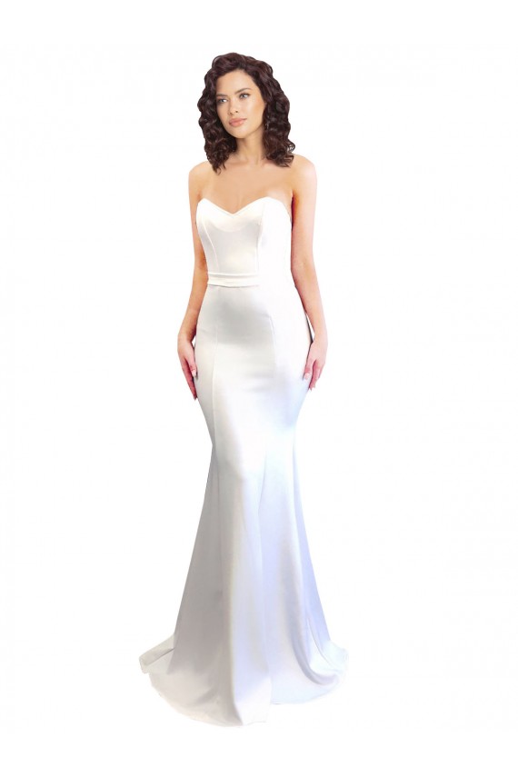 Outlet Sweetheart Strapless High Neck Long Crepe Prom Dress