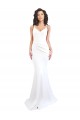 Outlet Fishtail Shape Spaghetti Straps Open Back Crepe Prom Dress with Ruffles