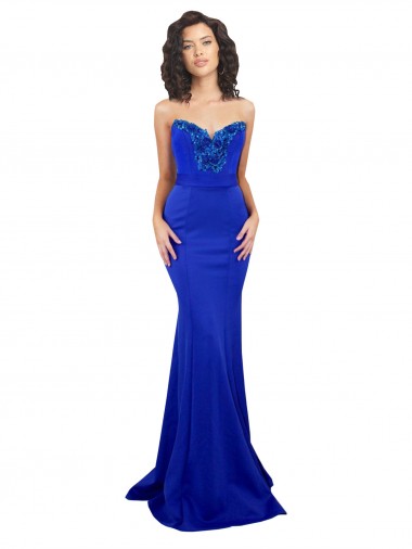 Outlet Sweetheart Flower Neckline High Neck Crepe Prom Dress