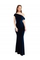 Outlet Draped Off the Shoulder Fitted Crepe Prom Dress