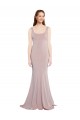 Outlet Sleeveless Scoop Neck Fully Lined Crepe Prom Dress