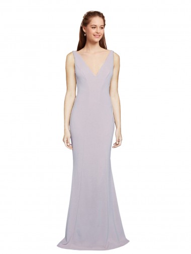 Outlet Cut-Out Back V-Neckline Mermaid Crepe Prom Dress Keyhole Back
