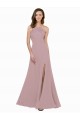 Outlet High Neck Crepe Prom Dress with Pleats and Keyhole Back