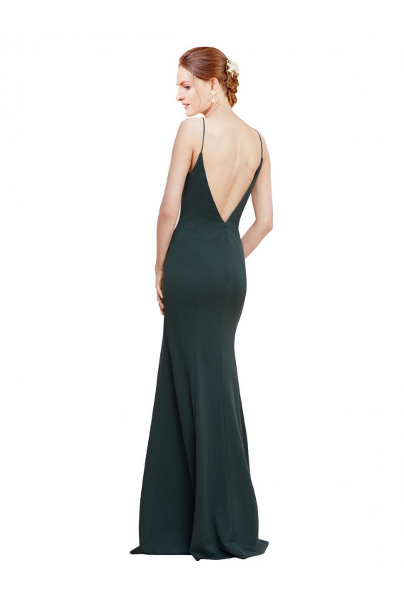 Outlet Deep V-Neck and Back Long Crepe Prom Dress