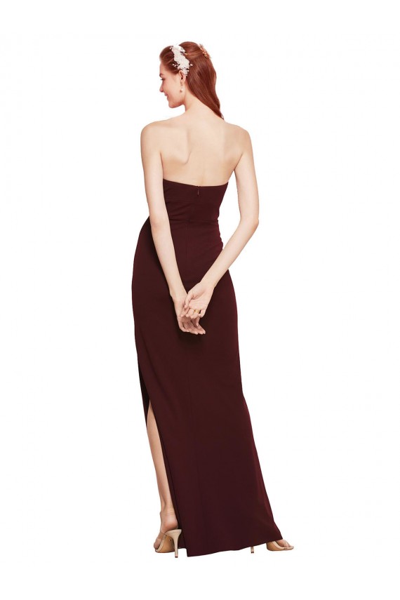 Outlet Twisted Strapless Keyhole Long Crepe Prom Dress with Slit