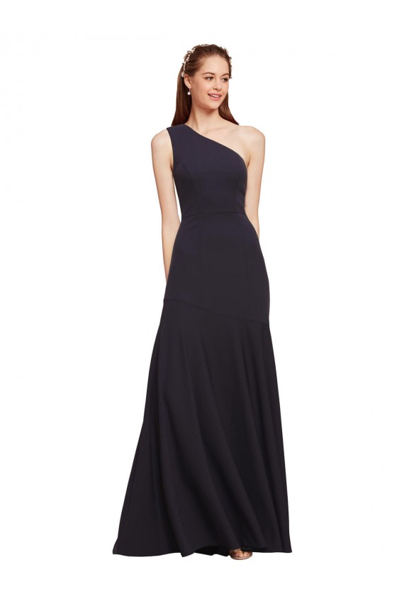 Outlet Fit and Flare Crepe Prom Dress with One Shoulder