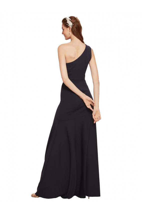 Outlet Fit and Flare Crepe Prom Dress with One Shoulder