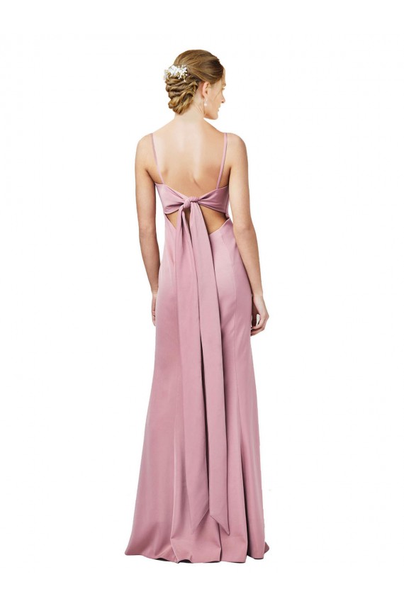 Outlet Fit and Flare Slim Crepe Prom Dress with Cutout Back