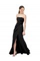 Outlet Strapless Fit and Flare Long Crepe Prom Dress with Knot and Slit