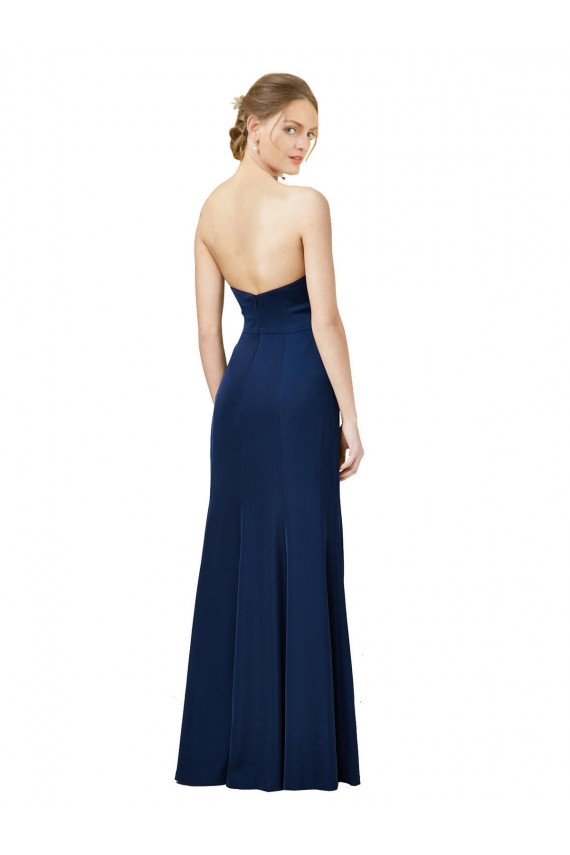 Outlet Strapless Fit and Flare Long Crepe Prom Dress with Knot and Slit