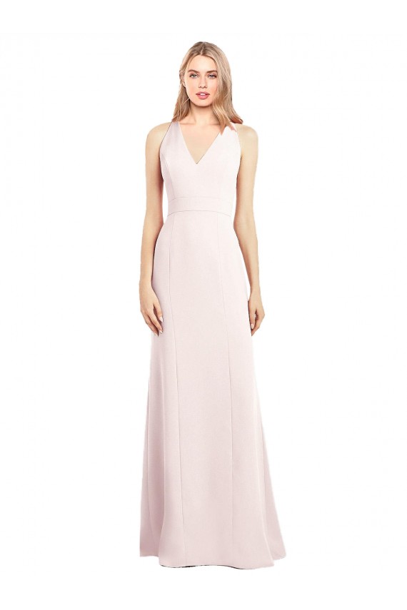 Outlet V-Neck Keyhole Back Crepe Trumpet Prom Dress