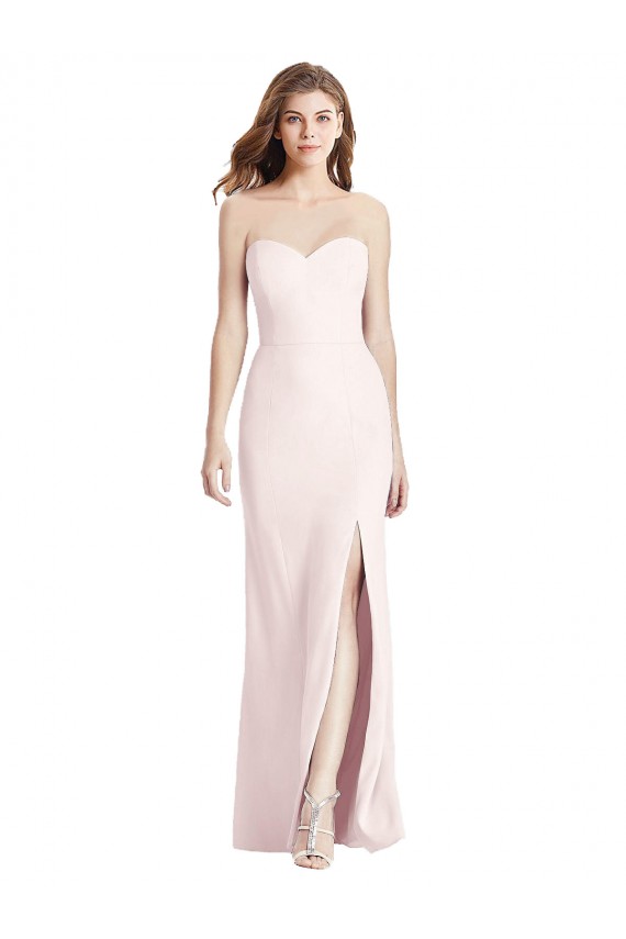Outlet Strapless Crepe Trumpet Prom Dress with Front Slit