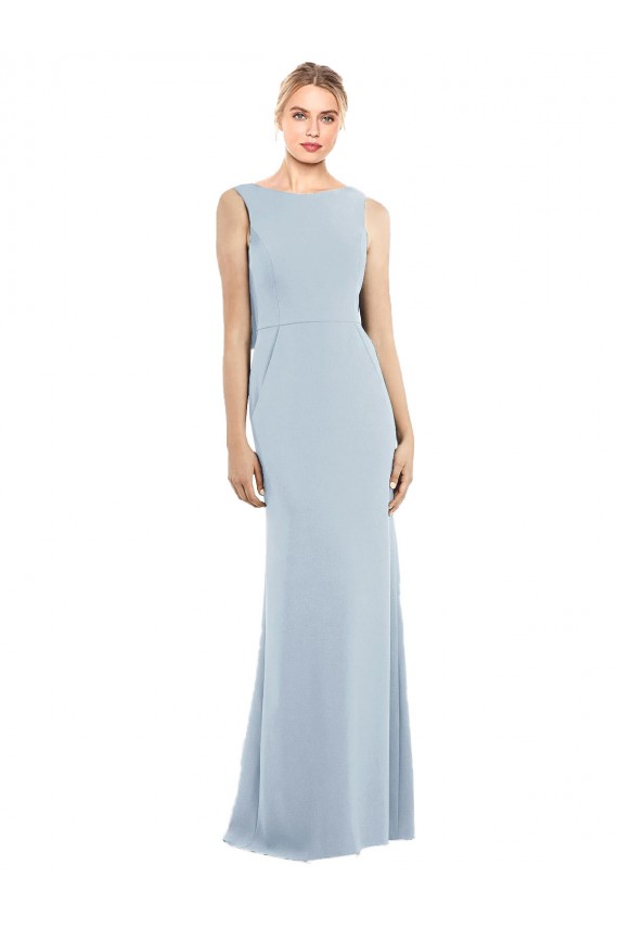 Outlet Draped Backless Crepe Prom Dress with Pockets