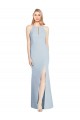 Outlet Full Length Sleeveless Halter Prom Dress with Keyhole Back