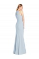 Outlet Full Length Sleeveless Halter Prom Dress with Keyhole Back