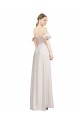 Outlet Double Ruffle Flounce Sleeves Crepe Prom Dress with Slit
