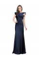 Outlet Sleeveless Crepe Prom Dress with Cascading Ruffle and Keyhole Back