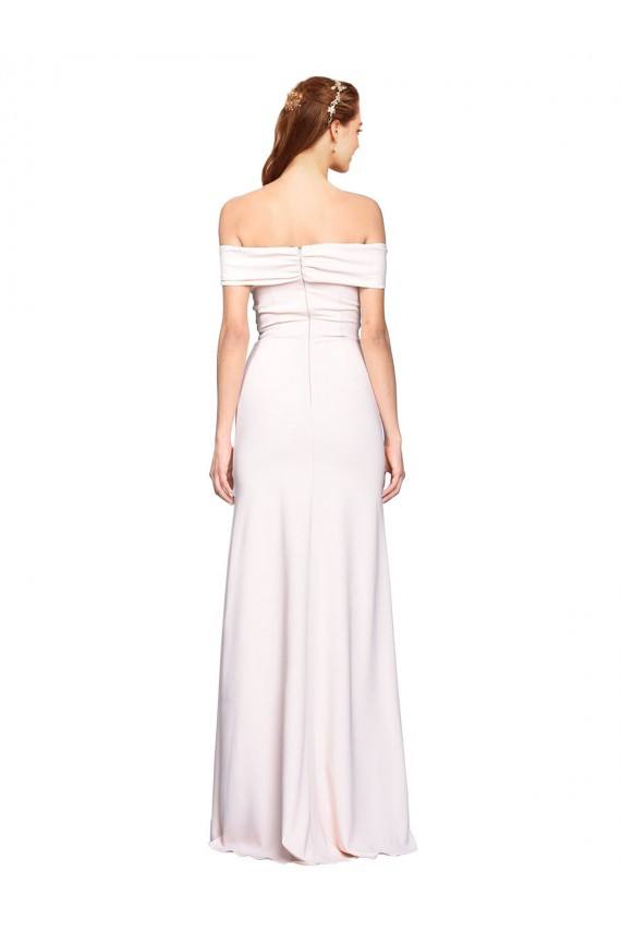 Outlet Criss Cross Off the Shoulder Crepe Prom Dress with Side Slit