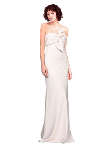 Outlet Strapless Crepe Fitted Prom Dress with Twist Bow