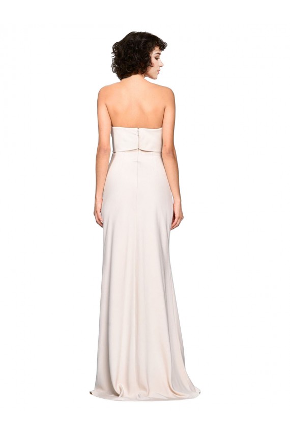 Outlet Strapless Crepe Fitted Prom Dress with Twist Bow