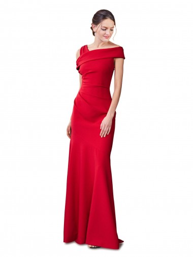Outlet Sleeveless Ruched Crepe Mermaid Prom Dress with Off The Shoulder Detail
