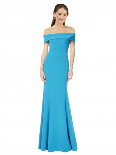 Outlet Off the Shoulder Crepe Prom Dress with Fitted Silhouette