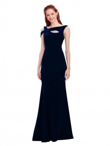 Outlet Sleeveless Crepe Mermaid Prom Dress with Side Slit