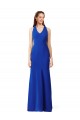 Outlet Halter V-Neck Long A-Line Crepe Prom Dress