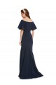 Outlet Off the Shoulder Crepe Prom Dress with Short Ruffle Sleeves.