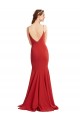 Outlet Mermaid Plunging V-Neck Crepe Prom Dress with Wide Open Back