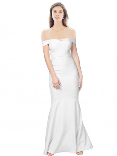 Outlet Mermaid Off the Shoulder Long Crepe Prom Dress with Low Back