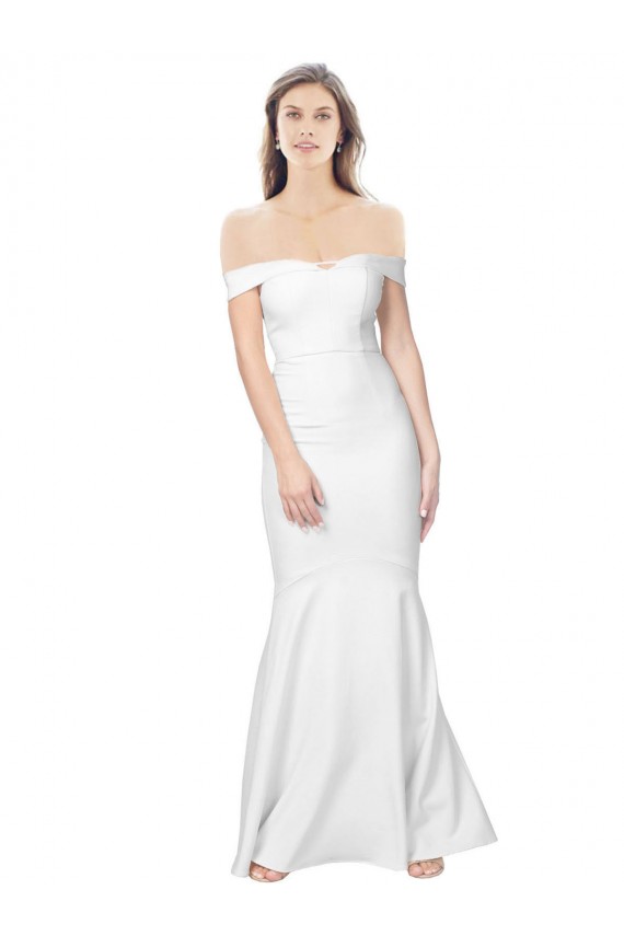 Outlet Mermaid Off the Shoulder Long Crepe Prom Dress with Low Back