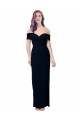 Outlet Off the Shoulder Long Full Length Crepe Prom Dress with Side Split