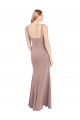 Outlet Square Neck Fit and Flare Long Stretch Crepe Prom Dress with Side Slit
