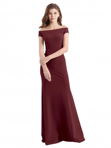 Outlet Off the Shoulder Fit and Flare Stretch Crepe Prom Dress