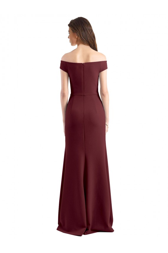 Outlet Off the Shoulder Fit and Flare Stretch Crepe Prom Dress