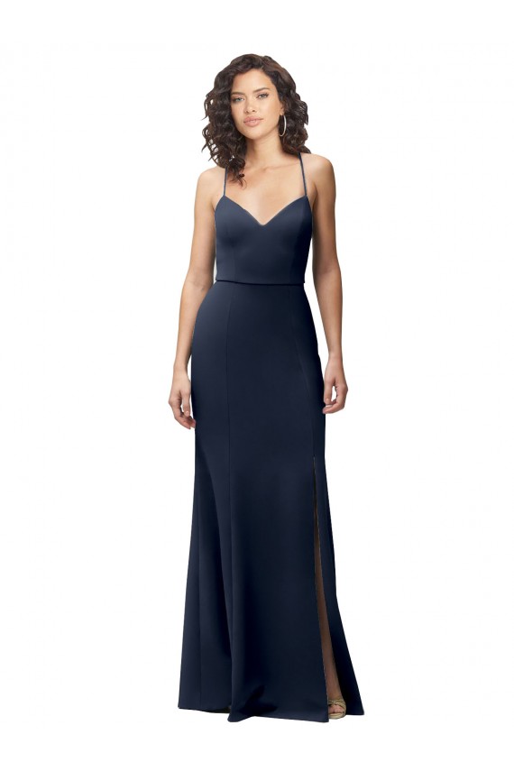 Outlet Sweetheart Fit and Flare Stretch Crepe Prom Dress with Side Slit and Strappy Back