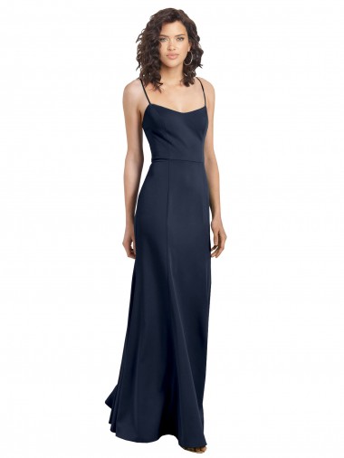Outlet Fit and Flare Scoop Neck Long Sleeveless Stretch Crepe Prom Dress