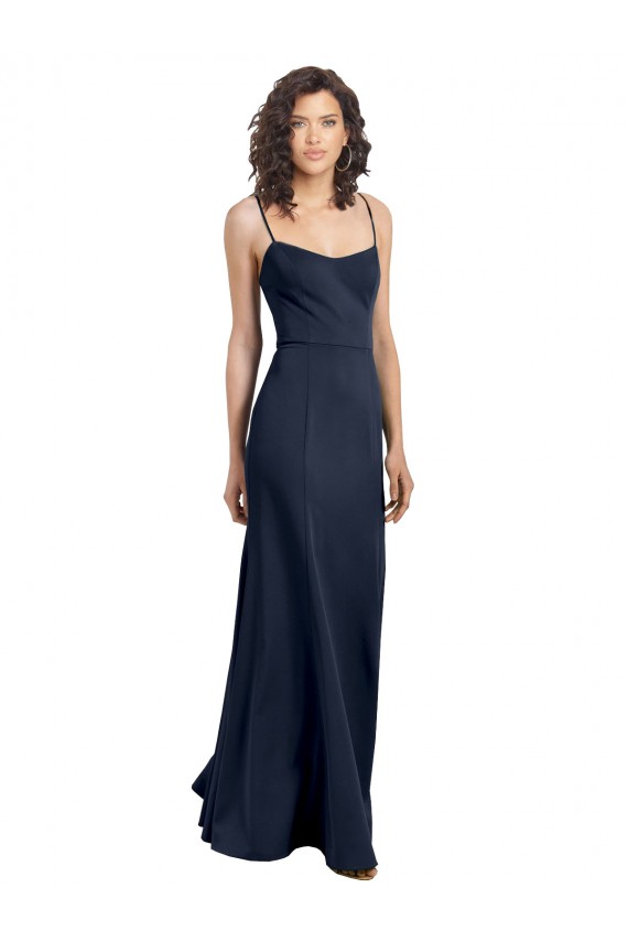 Outlet Fit and Flare Scoop Neck Long Sleeveless Stretch Crepe Prom Dress
