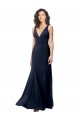Outlet Classic V-Neck Long Stretch Crepe Prom Dress with V-Back