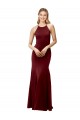 Outlet Fit and Flare Halter Neckline Stretch Crepe Prom Dress with Strappy Back