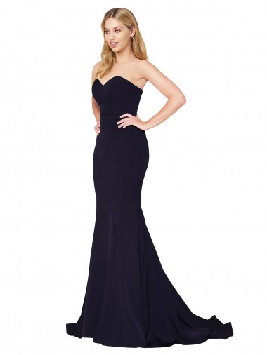 Outlet Sweetheart High Neck Sweep Train Sleeveless Crepe Prom Dress