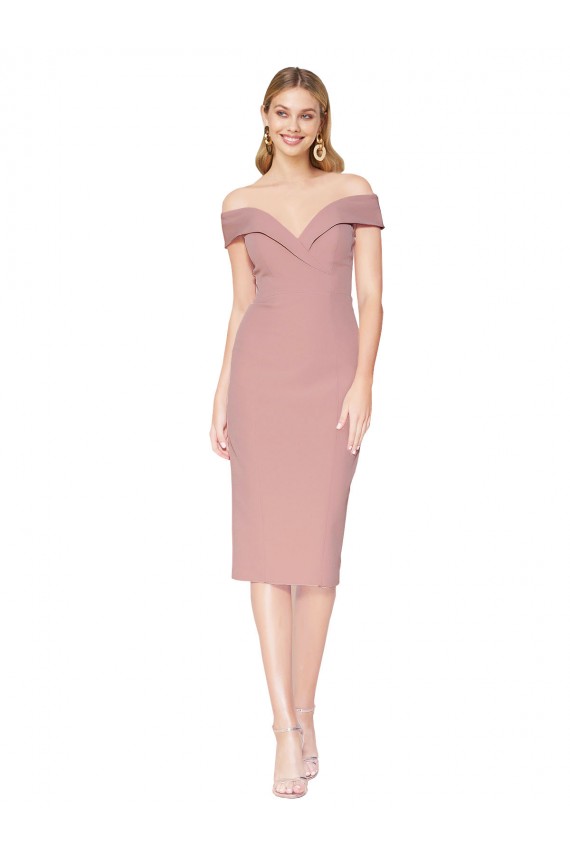 Outlet Knee Length Off the Shoulder Sweetheart Crepe Cocktail Prom Dress / Homecoming Dress