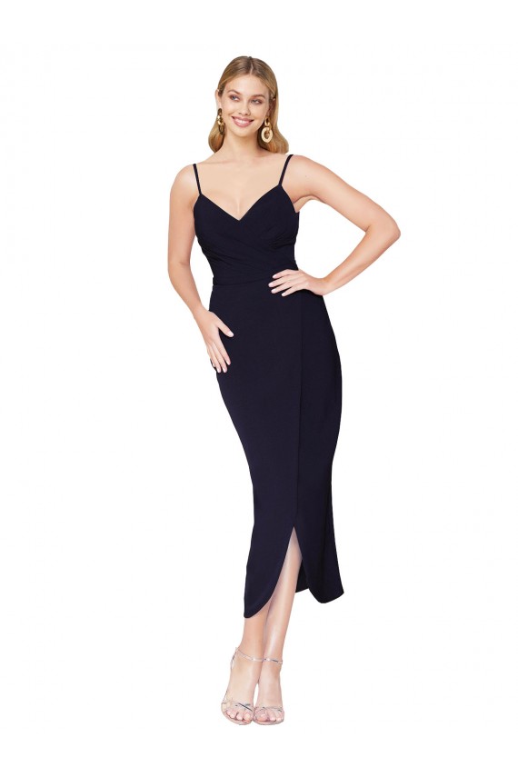 Outlet High Neck Spaghetti Straps Crepe Short Wrap Cocktail Prom Dress / Homecoming Dress