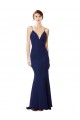 Outlet Deep V-Neck Spaghetti Straps Mermaid Crepe Prom Dress